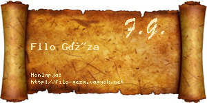 Filo Géza névjegykártya