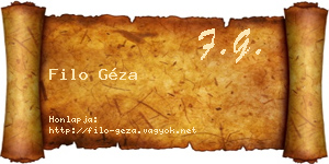 Filo Géza névjegykártya